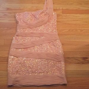 Marc Brouwer glamit rn 120471 size 8.  Blush pink sequin one shoulder dress